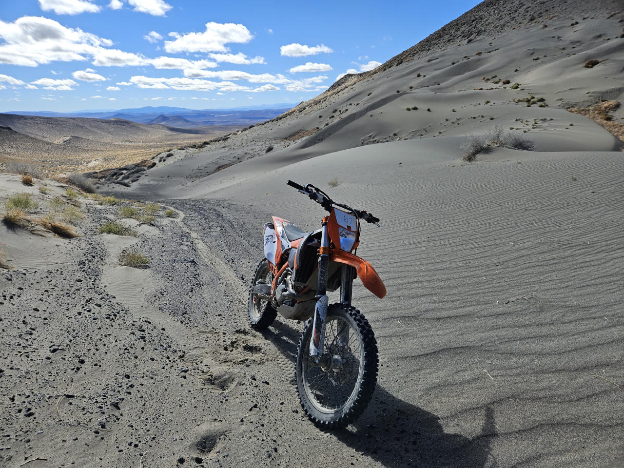 Dirt bike in sand dunes